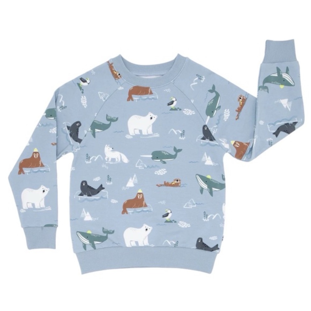 Little Sleepies Blue Arctic Animals Crewneck Sweatshirt Toddler 2T